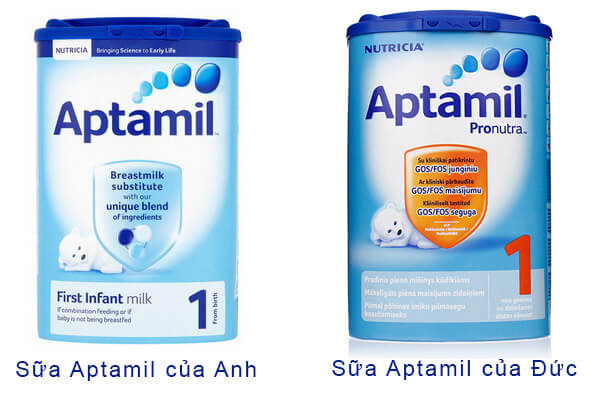 sữa Aptamil của Anh và của Đức