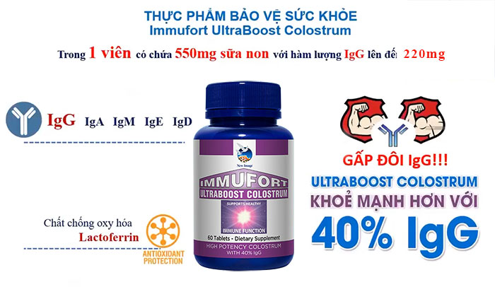 Sữa non Immufort Ultraboost Colostrum 60 Viên - Alpha Lipid
