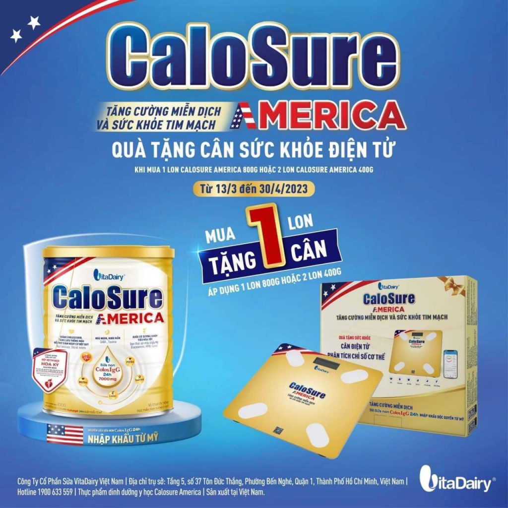 Mua sữa Calosure America tặng cân sức khỏe